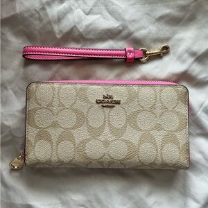 Long Zip Around Wallet In Signature Canvas